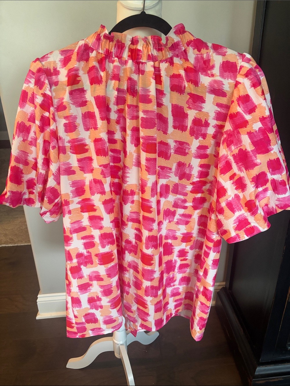 Vibrant Pink & Coral Brushstroke Blouse